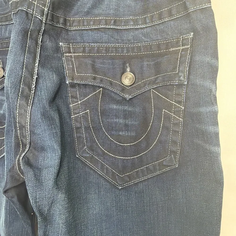 True Religion Men's Jeans Ricky Straight w/ Flap City Highlight Size 36x28